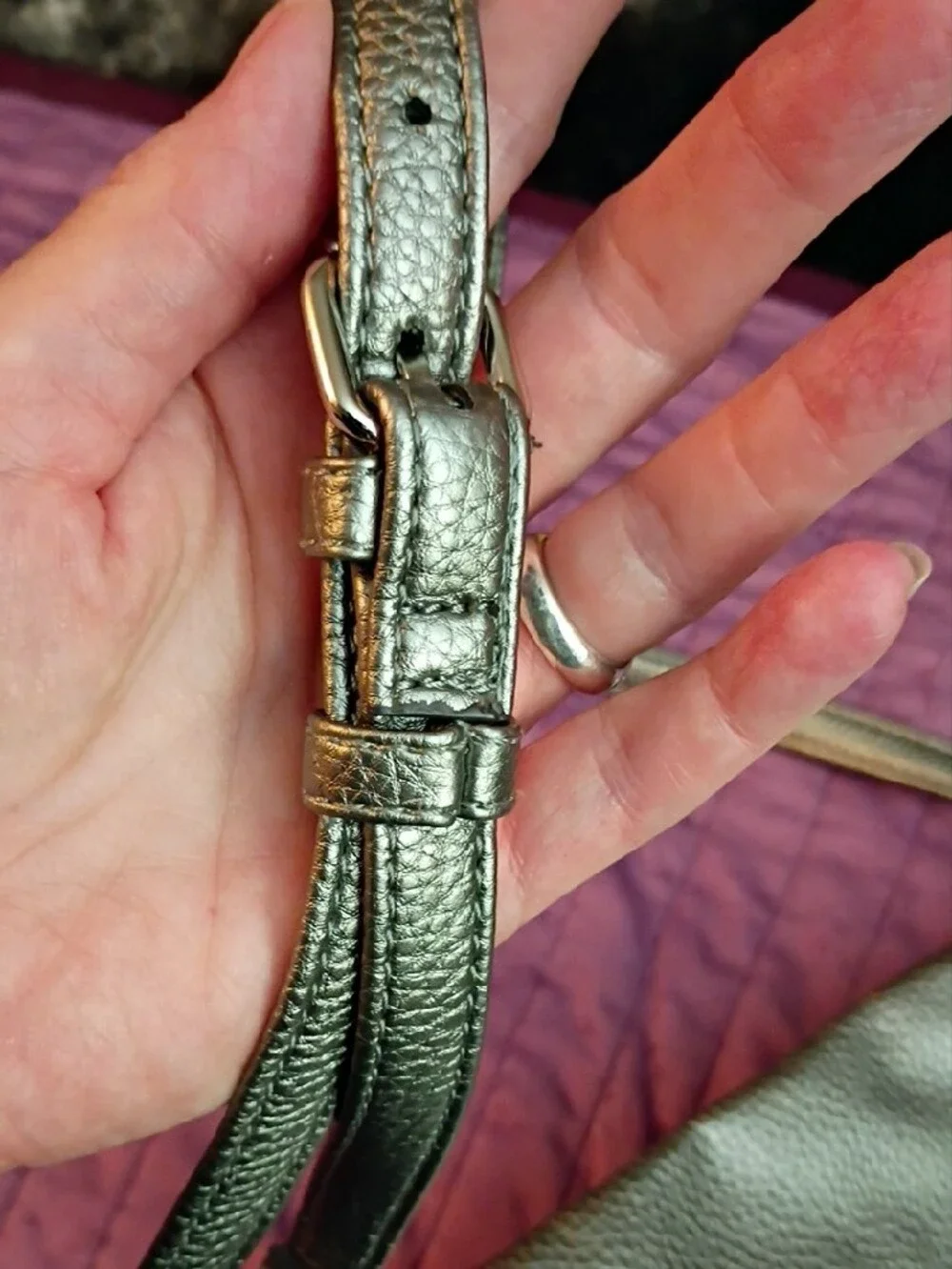 Tahari Metallic Silver Crossbody Bag